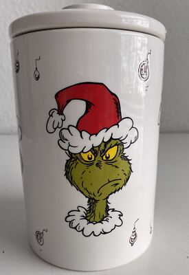 Dr. Seuss How the GRINCH Stole Christmas Ceramic Canister Cookie Jar Many Faces