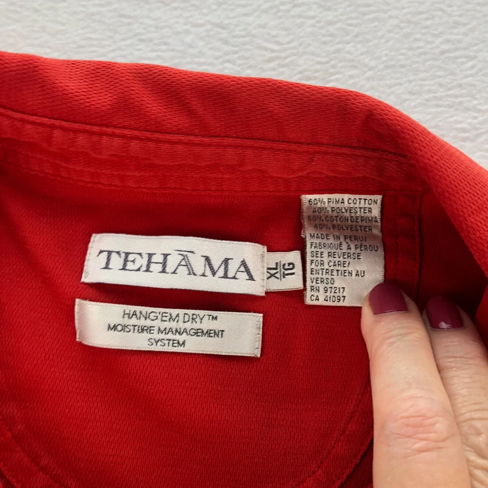 Camisa polo masculina golfe Tehama Bay Hill XL vermelha manga curta mistura de algodão pima - Imagem 3 de 4