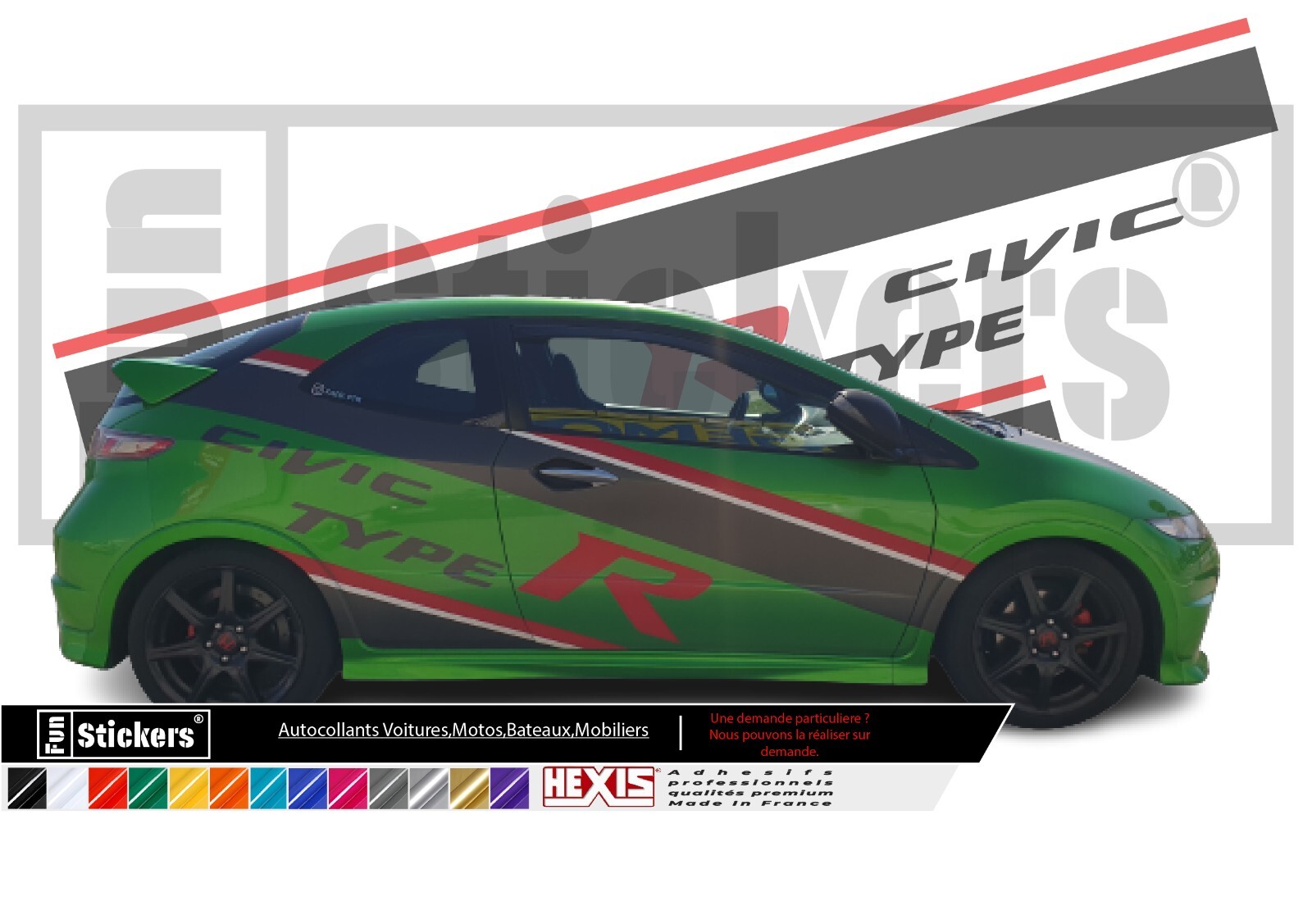 Kit déco Honda Civic intégral | Stickers autocollants vinyle de personnalisation auto