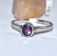 Natural Star Ruby Minimalist Ring Solid 925 Sterling Silver Jewelry