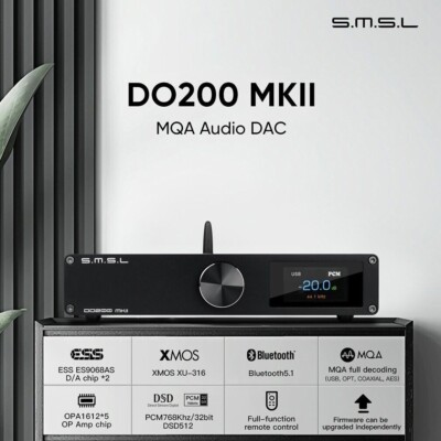 SMSL DO200 MKII Dual ES9068 MQA Pure Audio Decoder Bluetooth5.0 DAC ot16
