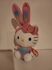 Ty Beanie Baby Hello Kitty Plush Easter Rainbow Bunny Ears 9"
