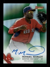 2015 BOWMAN'S BEST MANUEL MARGOT GREEN REFRACTOR ON CARD AUTO /99 BOSTON RED SOX
