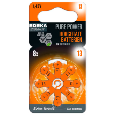 EDEKA ZUHAUSE Hörgerätebatterien Typ 13 - 3 x 8 Batterien