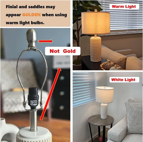 23" Modern Ceramic Table Lamp Set of 2 for Living Room White Desk Lamps - Picture 38 of 54