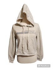 American Eagle Grey Hooded Sweatshirt Cropped Size Xs
