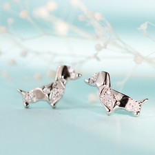 925 sterling silver cute geometric dog animal stud earrings