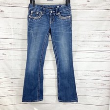 Miss Me Jeans Women  s 26 Blue Mid Rise Bootcut Embellished