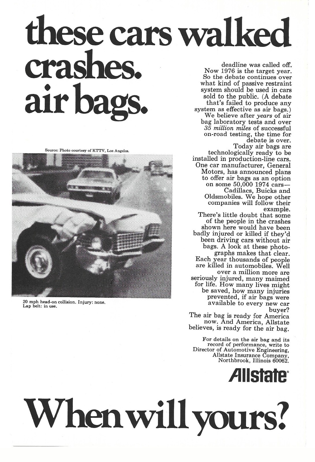 1973 Allstate Insurance Company Vintage Print Ad Automobile Ins Air ...