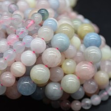 Morganite Round Beads - 4mm 6mm 8mm 10mm - 14" Strand, for Jewellery Making
