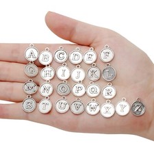 26PCS A-Z Alphabet Letter Charm - Alloy Round Pendant for DIY Necklace Bracelet