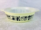 VTG Pyrex Mod Kitchen Promo Oval Casserole Dish Yellow/Black 1958 Good Condition