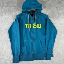 Trew Gear Hoodie Women Medium Blue Heavyweight Cotton Full Zip Workwear Spellout