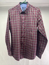 George Mens Size M 38-40 Button Down Dress Shirt Red Plaid Business Casual