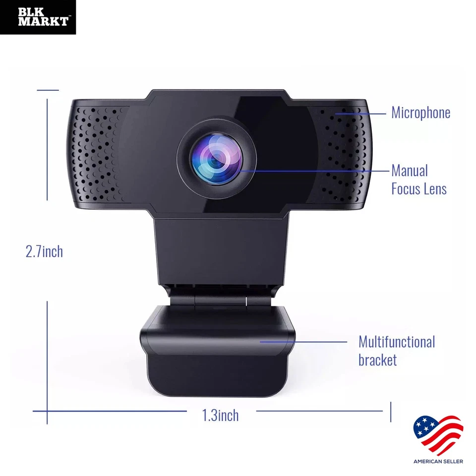 Webcam HD with Microphone Web Camera USB 2.0 for PC MAC Desktop Laptop Computer - Image 3 of 4