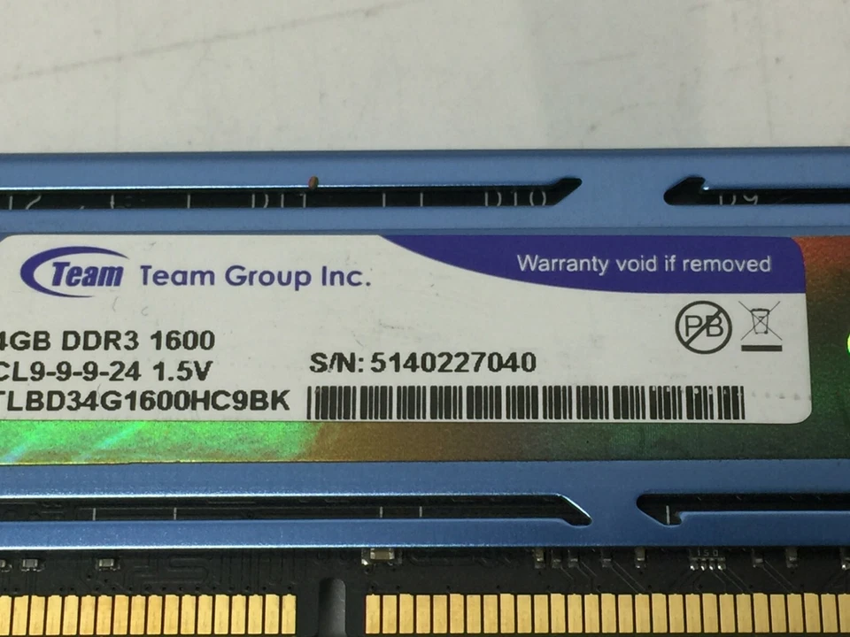 Team Group Vulcan 8GB (2x4GB) PC3-12800 Desktop Memory TLBD34G1600HC9BK - Image 2 of 3