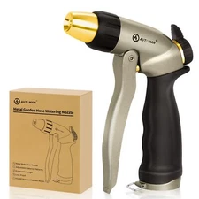 Garden Hose Nozzle 100%Metal High Pressure Spray Nozzle,Adjustable Spray Pattern