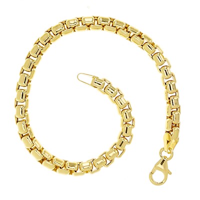 Italian 14k Yellow Gold Venetian Box Link Chain Bracelet 7.5'' 5mm 11.8 grams