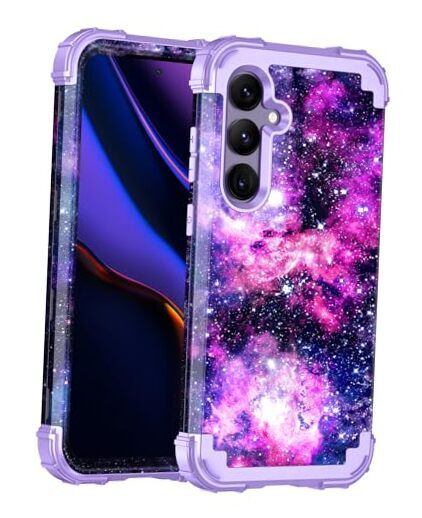 for Galaxy S24 5G Case,Glow in The Dark Three Layer Heavy Duty All Purple