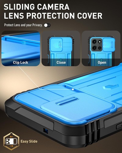 Funda Poética para Moto G 5G 2025 a prueba de golpes con cubierta de cámara deslizante azul - Imagen 5 de 8