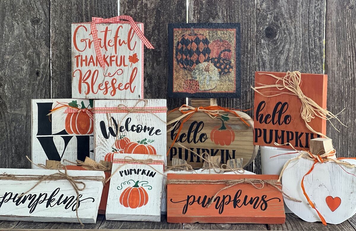 Mini Fall Signs, Fall Decoration, Tiered Tray Sign, Small 5.5 Fall Signs,  Pumpkin Sign, I Love Fall Most of All 