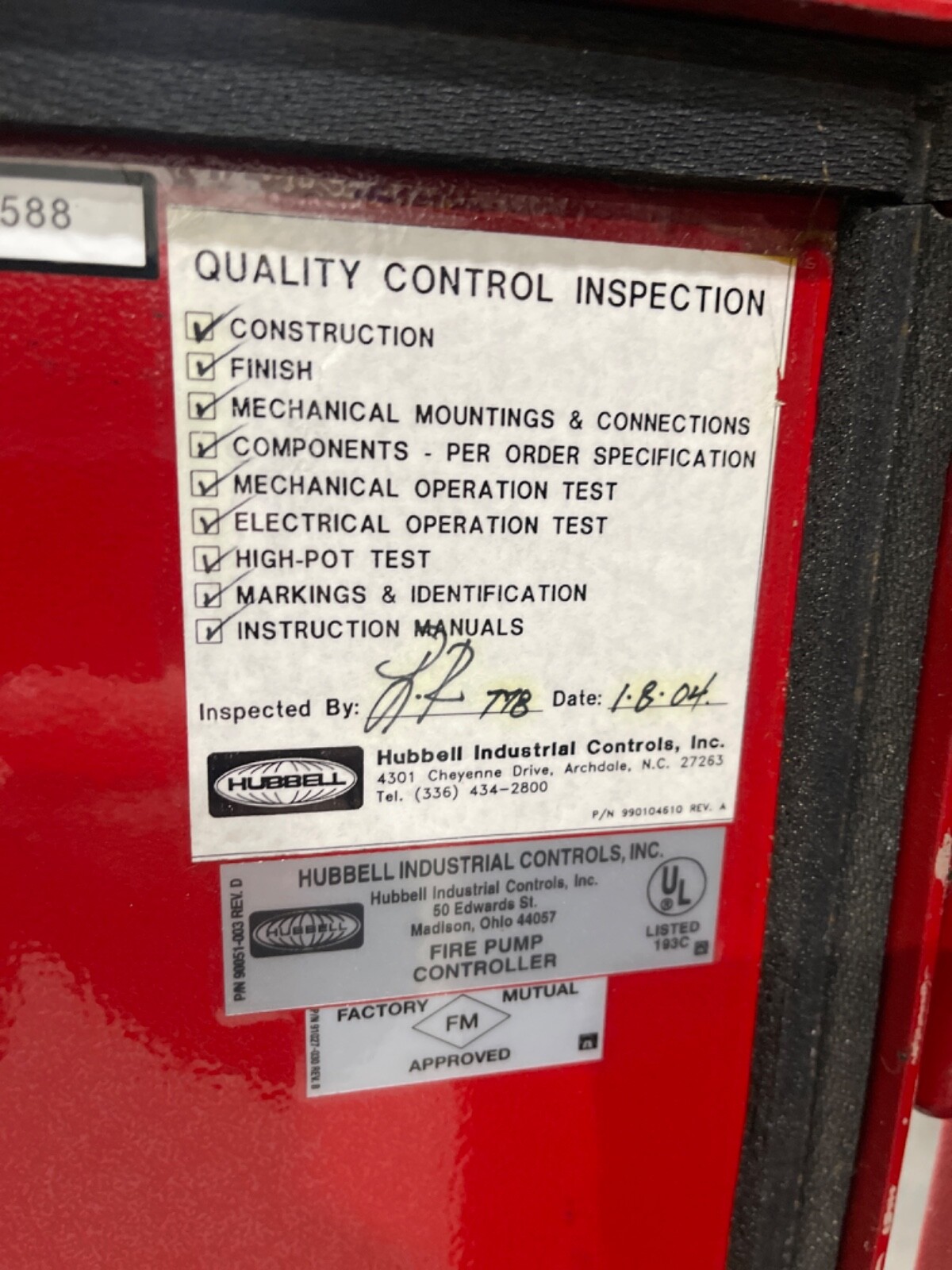 Hubbell LX2000 Diesel Fire Pump Controller 300PSI Nema 2 for sale