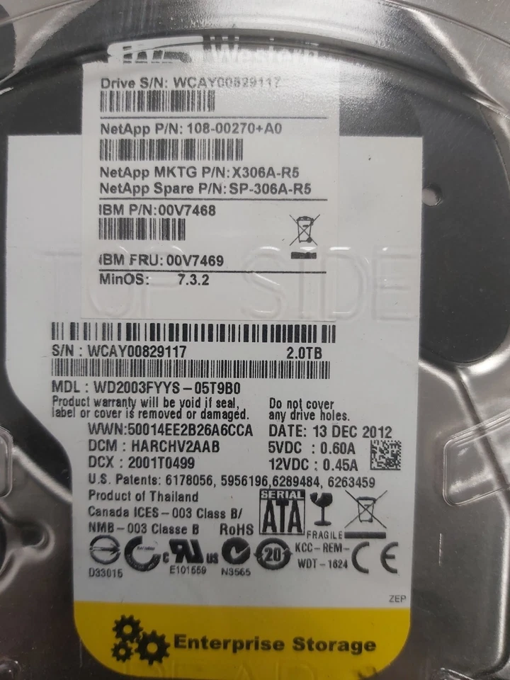 NETAPP X306A-R5 2TB 7200RPM 3.5 SATA HDD SP-306A-R5 - Image 3 of 3