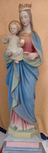 Madonna Mayersche Kunstanstalt um 1870 122 cm originale Fassung Kirchenfigur - Bild 13 von 19