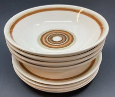 Royal USA Santa Fe Cavalier Ironstone Coupe Cereal Bowls & Bread Plates Set of 4