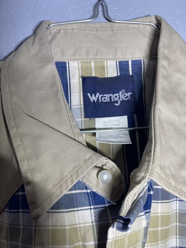 Vintage 90s New Wrangler Heavy Canvas Pearl Snap Western Shirt Men’s XL - Picture 2 of 6