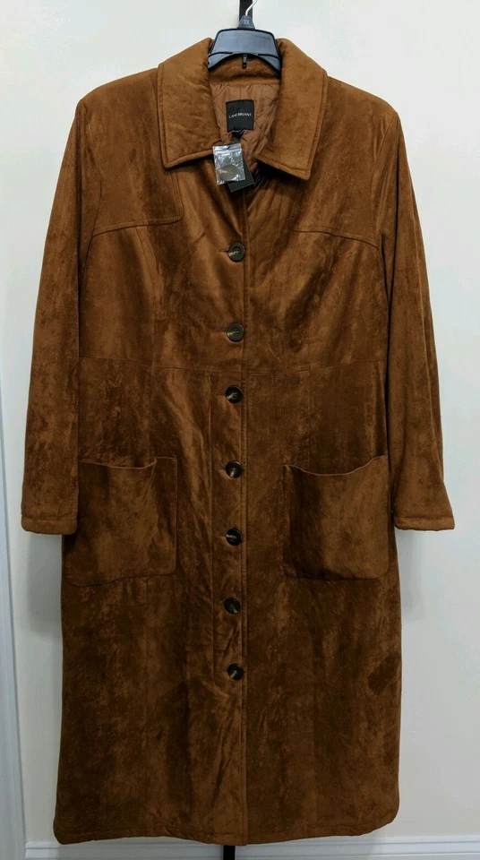 Chaqueta Abrigo Plumero Lane Bryant Plus Para Mujer Marrón Camel Imitación Gamuza 18/20 $199
