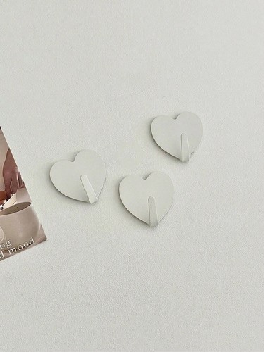 5pcs Cute Heart Shape Hooks Self Adhesive Hooks Strong Sticky Wall Door Hang UK. - Picture 7 of 9