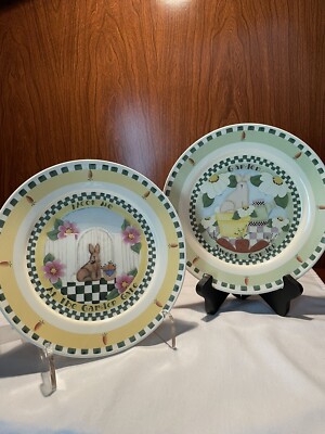 Carriage House Dessert Plates Garden Floral Jackie Ehman Design Easter SET OF 2