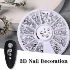 1set Nail Rhinestone 3D Glitter Crystal Diamond Gems Nail Art Decoration Tips