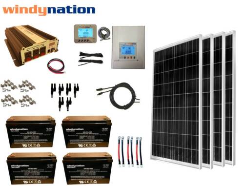 400W 12V MPPT Solar Panel Kit + Power Inverter + AGM Battery RV Boat Off Grid - Picture 1 of 17