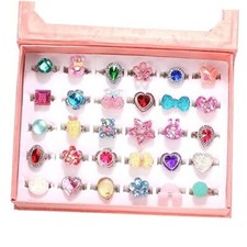 PinkSheep Little Girl Jewel Rings in Box, Adjustable, No duplication, Girl
