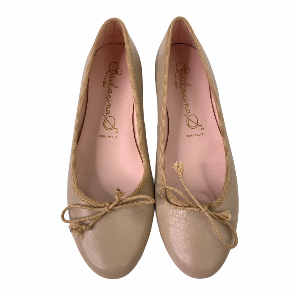 Bailarina by SKA Ballet Flats Driving Shoes Tan Beige Nude Round Toe EUC Size 36 - Image 2 of 4