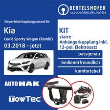 Für KIA Cee'd Sporty Wagon (Kombi) Typ CD 18- AHK starr +13pol spez E-Satz TOP