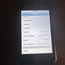Apple iPod Touch PA623LL 1st Generation Black 8GB Vintage 2007