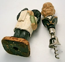 Vintage Figural Barware Syroco Wood Butler/Waiter Figural Corkscrew, Early 1900s