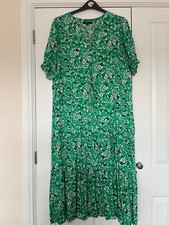 Ladies Next Midi Dress Size 18 Very Good Condition Drawstring Tie Waist Green