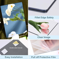 4 Pack Self Adhesive Acrylic Mirror, 12X 12 Inch Mirror Tiles,Flexible Plasti...