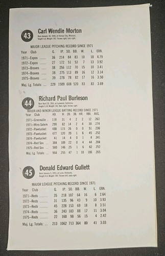 1976 Hostess All Star Team 3 Karten teilweise ungeschnitten Panel Rick Burleson Carl Morton - Bild 2 von 2