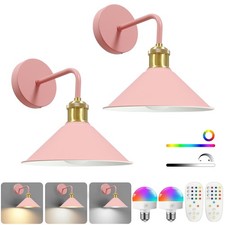 2X Battery Operated LED Wall Light Indoor Wall Sconces RGB Dimmable Adjustable-
