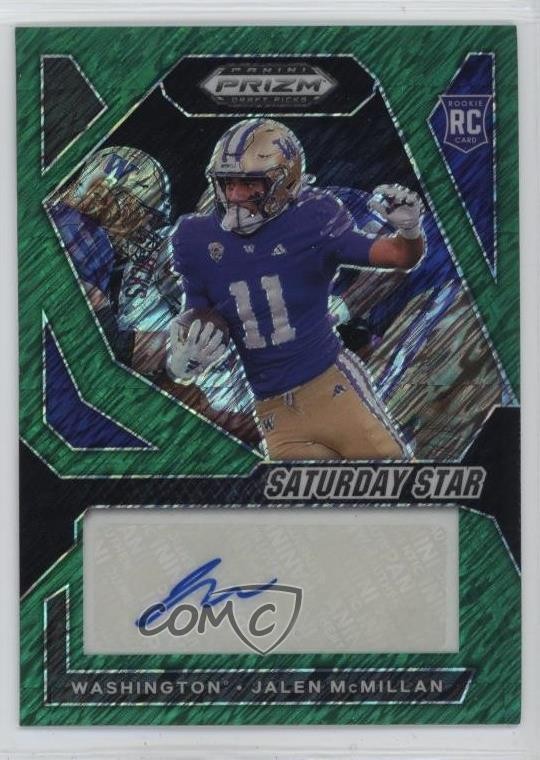 Jalen McMillan Panini Prizm Draft Picks Saturday Star Signatures #SSSJMN Green Shimmer