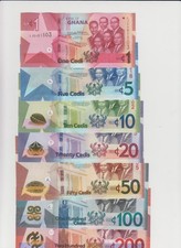 GHANA: Complete Banknotes Set  - 7 Pieces 1 to 200 Cedis - 2022 All UNC