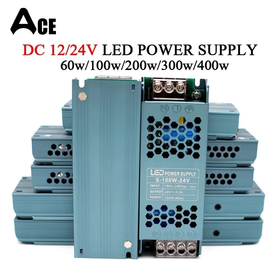 DC 12V 24V LED Power Supply Transformer 60W-400W AC190-240V Driver - Image 3 of 4