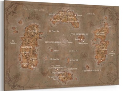 Retro Azeroth Map Canvas Wall Art - Framed Poster for Gaming Decor 12x18 Inch