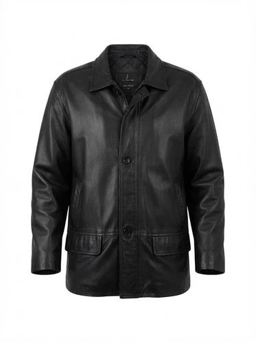 J. Ferrar Mens Black Genuine Lambskin Leather Bomber Jacket Large L - product listing photo