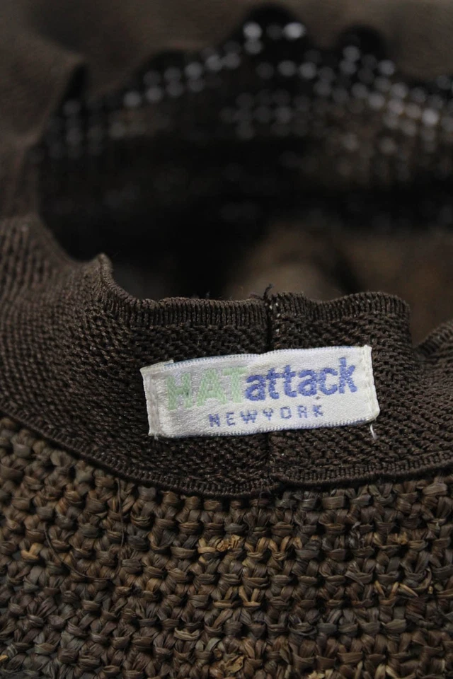 Sombrero de sol tejido con cuentas para mujer Hat Attack marrón talla OS Foto 4 de 4